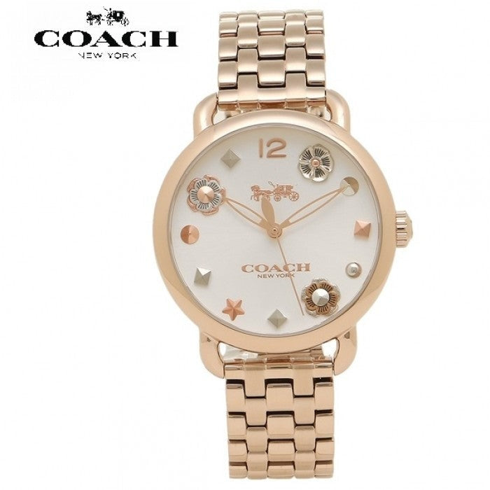Coach Delancey White Dial Rose Gold Steel Strap Watch for Women - 14502811
