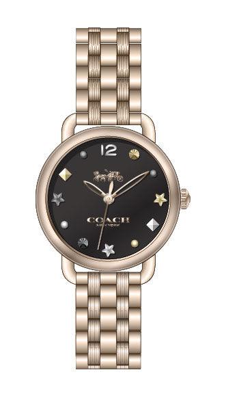 Coach Delancey Black Dial Gold Stainless Steel Strap Watch For Women - 14502813