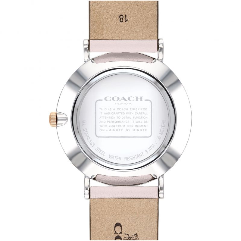 Coach Perry White Dial Pink Leather Strap Watch for Women - 14503118