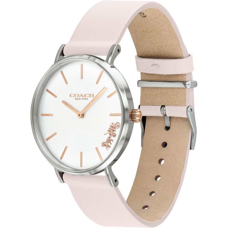 Coach Perry White Dial Pink Leather Strap Watch for Women - 14503118