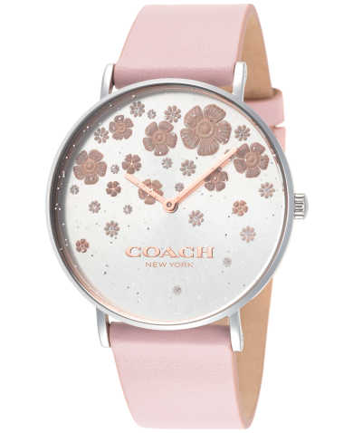 Coach Perry Silver Dial Pink Leather Strap Watch For Women - 14503325