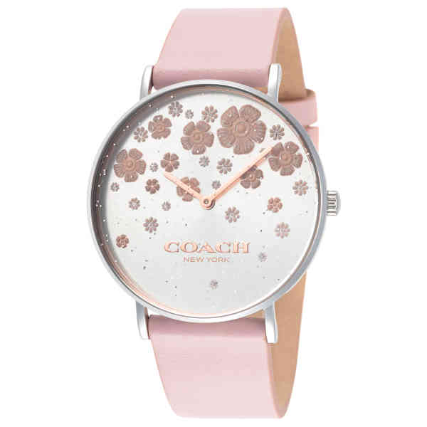 Coach Perry Silver Dial Pink Leather Strap Watch For Women - 14503325