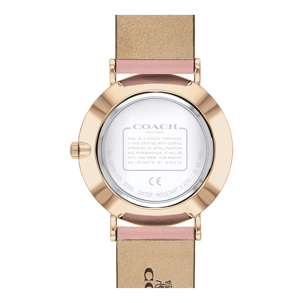 Coach Delancey Gold Dial Pink Leather Strap Watch for Women - 14503332