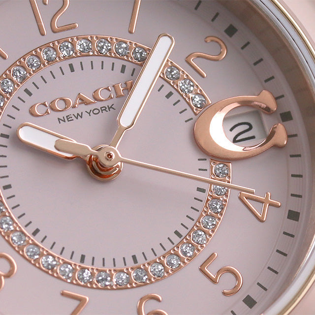 Coach Preston Pink Dial Pink Steel Strap Watch for Women - 14503463
