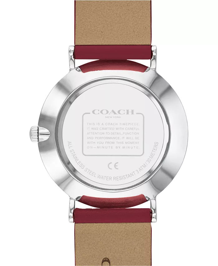 Coach Perry Coffee Brown Dial Red Leather Strap Watch for Women - 14503474