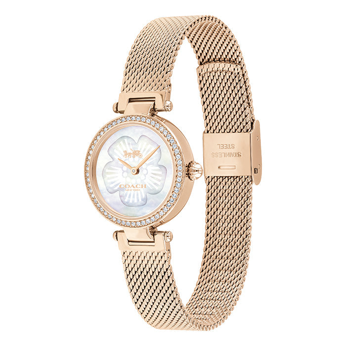 Coach Park Mother of Pearl Dial Rose Gold Mesh Bracelet Watch for Women - 14503511