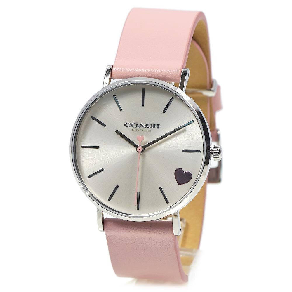 Coach Perry Silver Dial Pink Leather Strap Watch for Women - 14503516