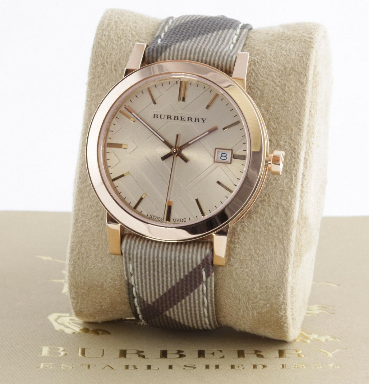 Burberry The City Rose Gold Dial Brown Leather Strap Watch for Women - BU9040
