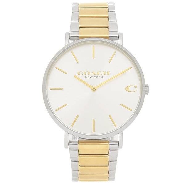 Coach Business Analog Silver Dial Two Tone Steel Strap Watch for Men - 14602432