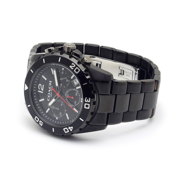 Coach Kent Chronograph Black Dial Black Steel Strap Watch for Men - 14602554