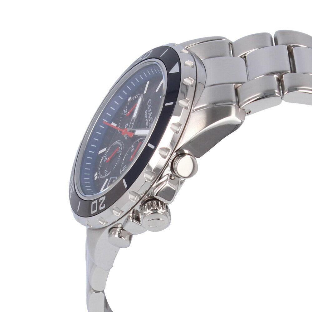 Coach Kent Chronograph Blue Dial Silver Steel Strap Watch for Men - 14602555