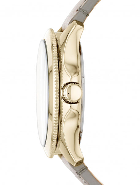 Fossil Cecile Champagne Dial Grey Leather Strap Watch for Women - AM4529
