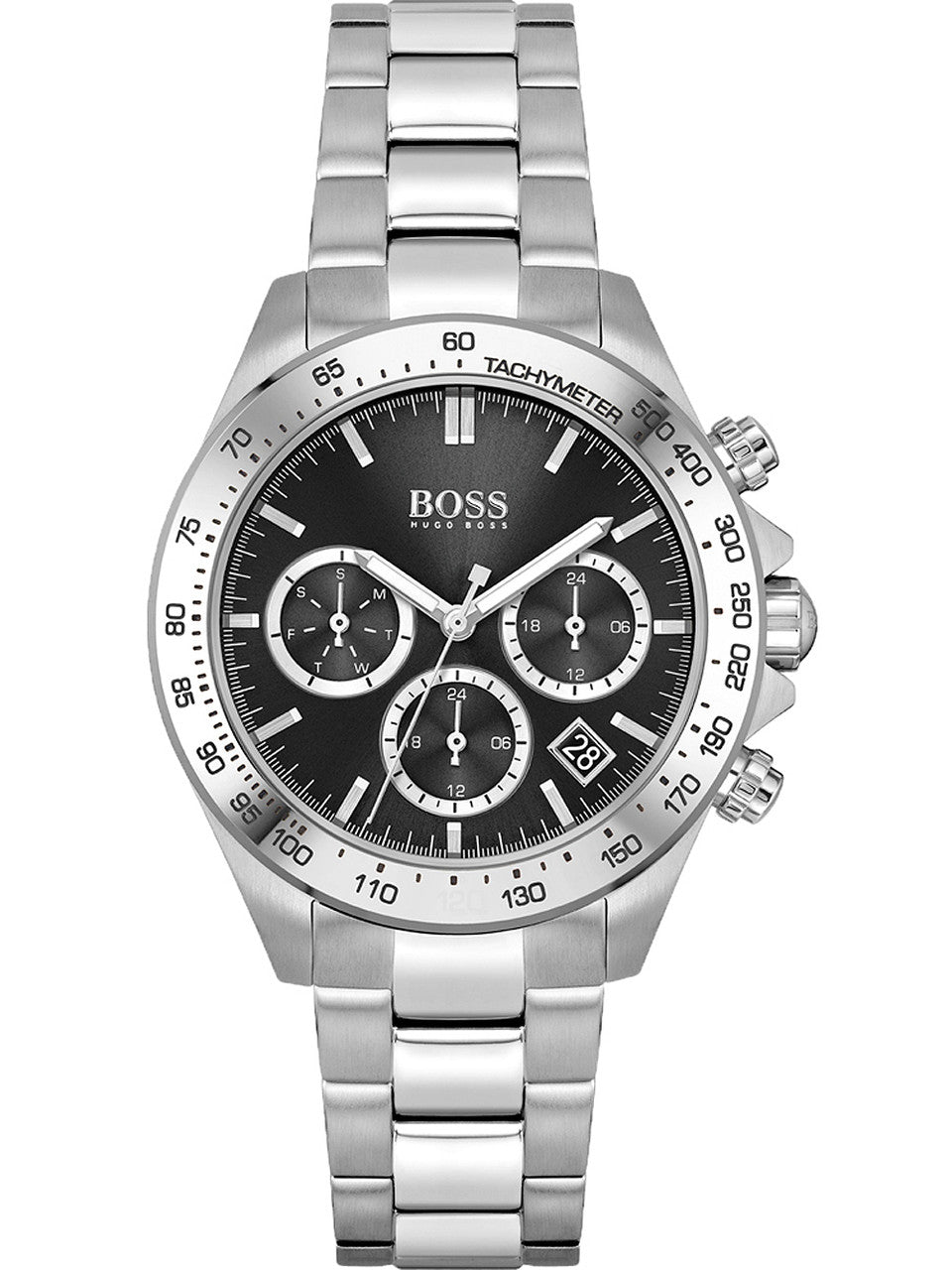 Hugo Boss Novia Chronograph Black Dial Silver Steel Strap Watch for Women - 1502614