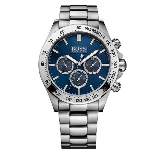 Hugo Boss Ikon Chronograph Blue Dial Silver Steel Strap Watch for Men - 1512963