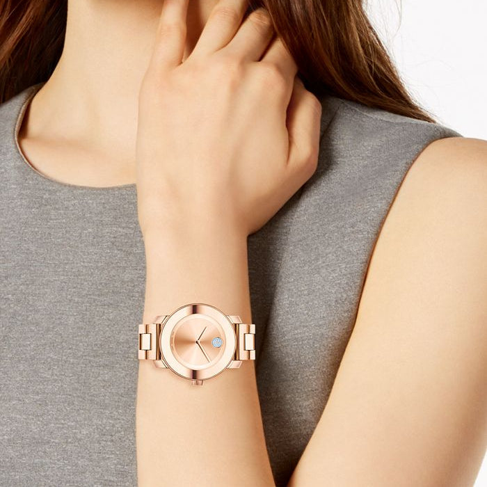 Movado Bold Rose Gold Dial Rose Gold Steel Strap Watch for Women - 3600086