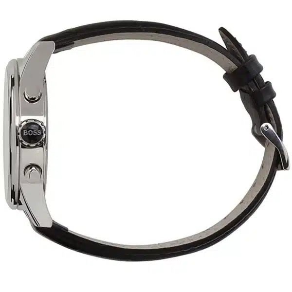 Hugo Boss Jet Chronograph White Dial Black Leather Strap Watch for Men - 1513282