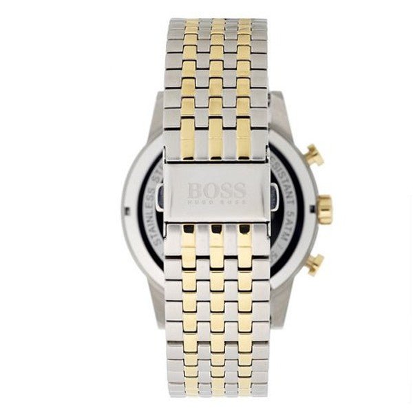 Hugo Boss Navigator Chronograph White Dial Two Tone Steel Strap Watch for Men - 1513499