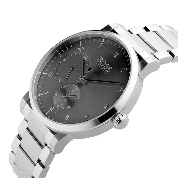 Hugo Boss Oxygen Chronograph Grey Dial Silver Steel Strap Watch for Men - 1513596