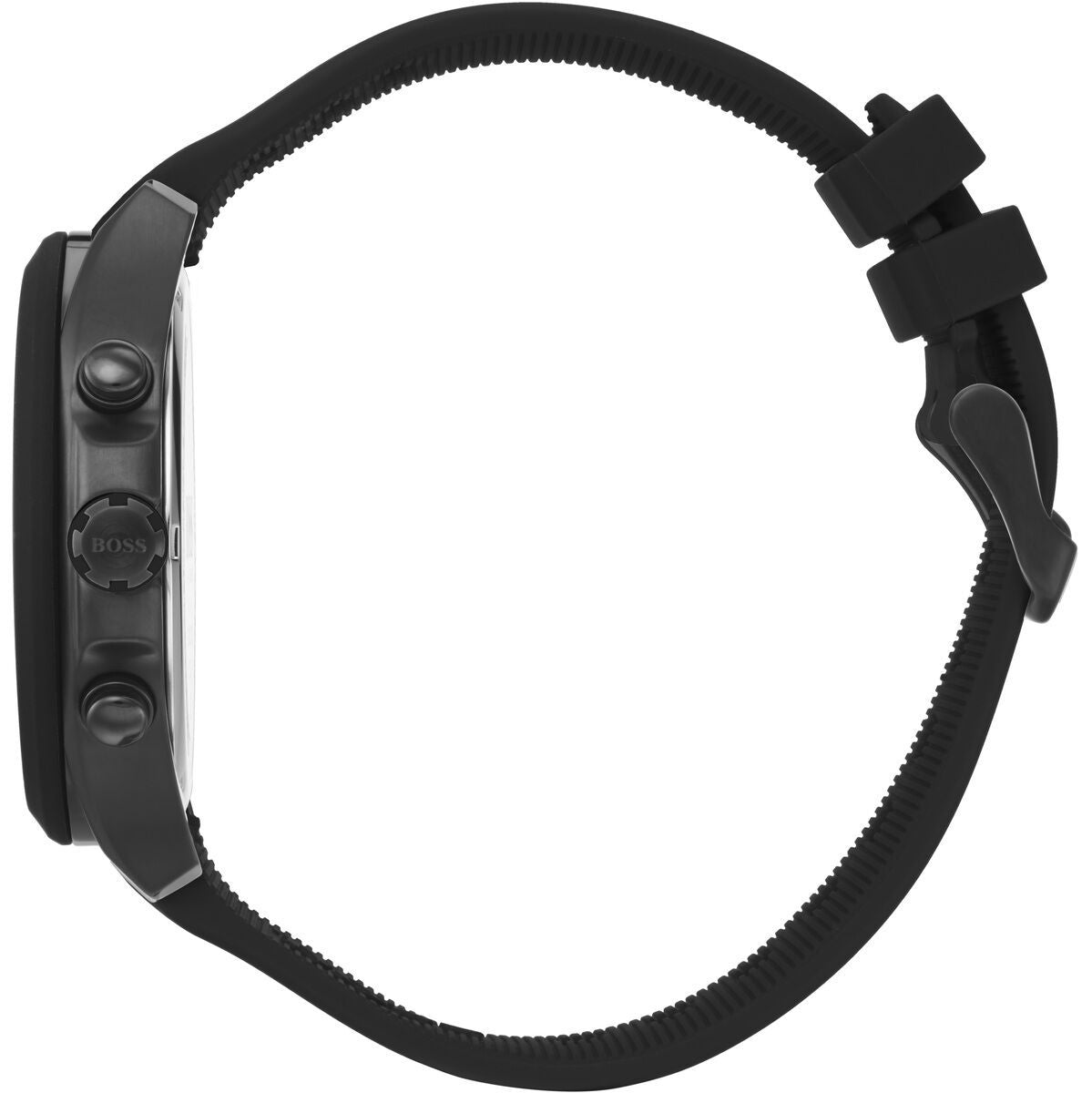 Hugo Boss Velocity Chronograph Black Dial Black Rubber Strap Watch for Men - 1513720