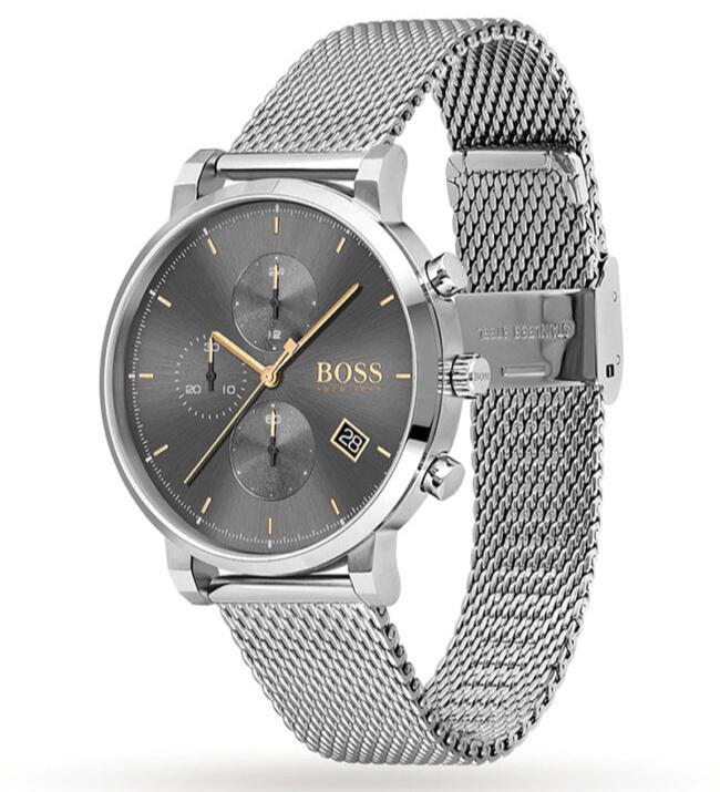 Hugo Boss Integrity Chronorgaph Grey Dial Silver Mesh Bracelet Watch for Men - 1513807
