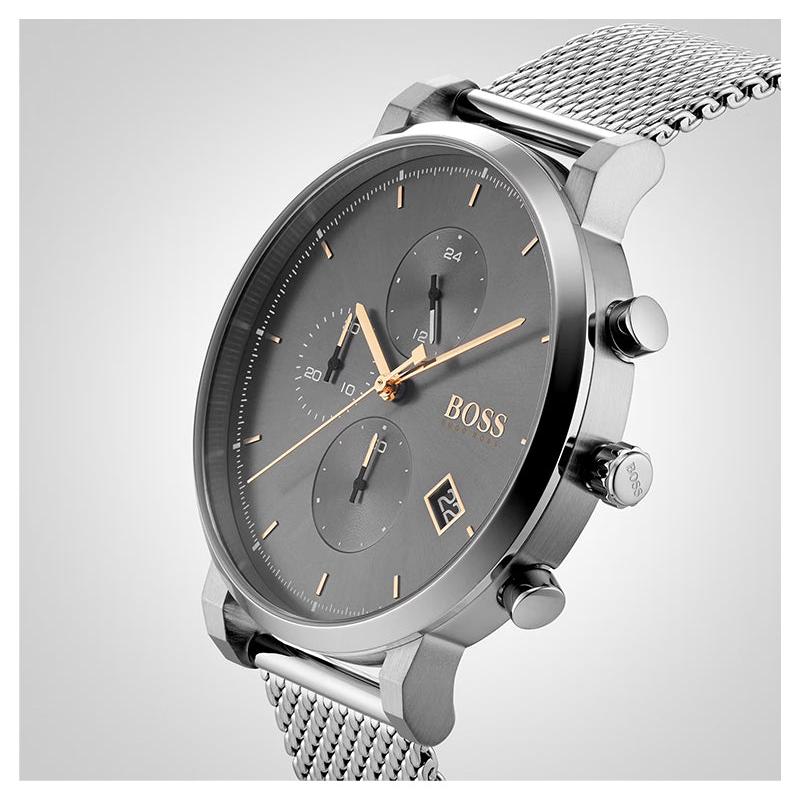 Hugo Boss Integrity Chronorgaph Grey Dial Silver Mesh Bracelet Watch for Men - 1513807