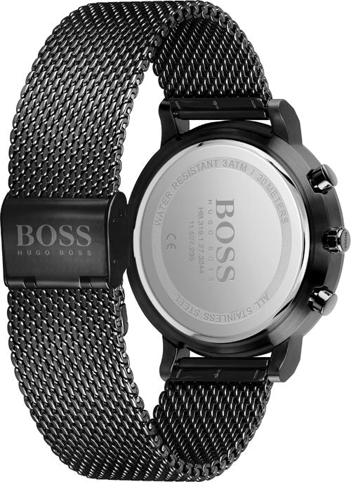 Hugo Boss Integrity Chronograph Black Dial Black Mesh Bracelet Watch for Men - 1513813