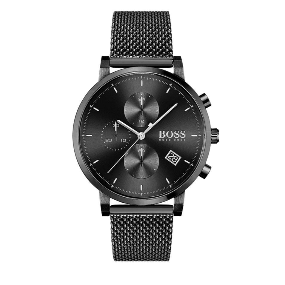 Hugo Boss Integrity Chronograph Black Dial Black Mesh Bracelet Watch for Men - 1513813