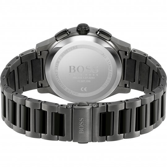 Hugo Boss Peak Chronograph Black Dial Black Steel Strap Watch for Men - 1513814