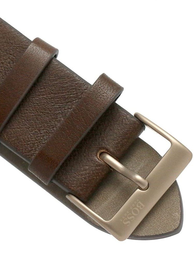 Hugo Boss Santiago Chronograph Grey Dial Brown Leather Strap Watch for Men - 1513861