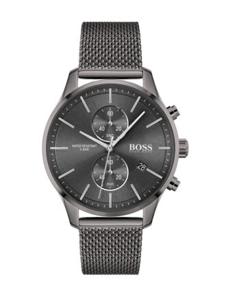 Hugo Boss Associate Chronograph Grey Dial Grey Mesh Bracelet Watch for Men - 1513870