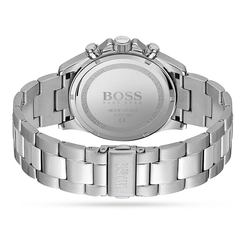 Hugo Boss Hero Chronograph White Dial Silver Steel Strap Watch for Men - 1513875
