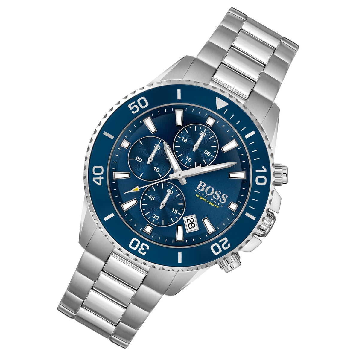 Hugo Boss Admiral Chronograph Blue Dial Silver Steel Strap Watch for Men - 1513907