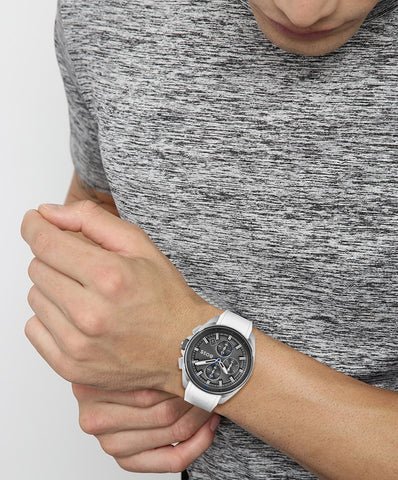 Hugo Boss Volane Chronograph Grey Dial White SIlicone Strap Watch for Men - 1513948