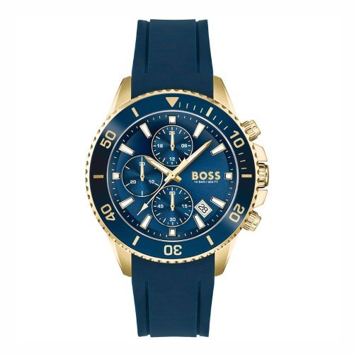 Hugo Boss Admiral Chronograph Blue Dial Blue Rubber SIlicon Strap Watch for Men - 1513965