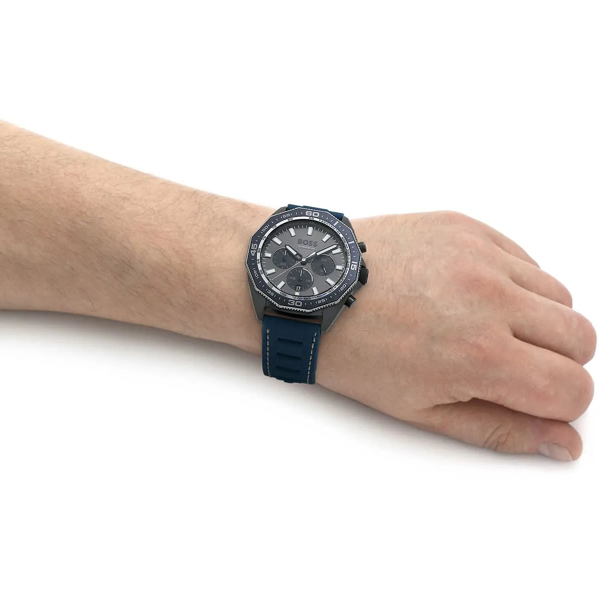 Hugo Boss Energy Chronograph Grey Dial Blue Rubber Strap Watch For Men - 1513972