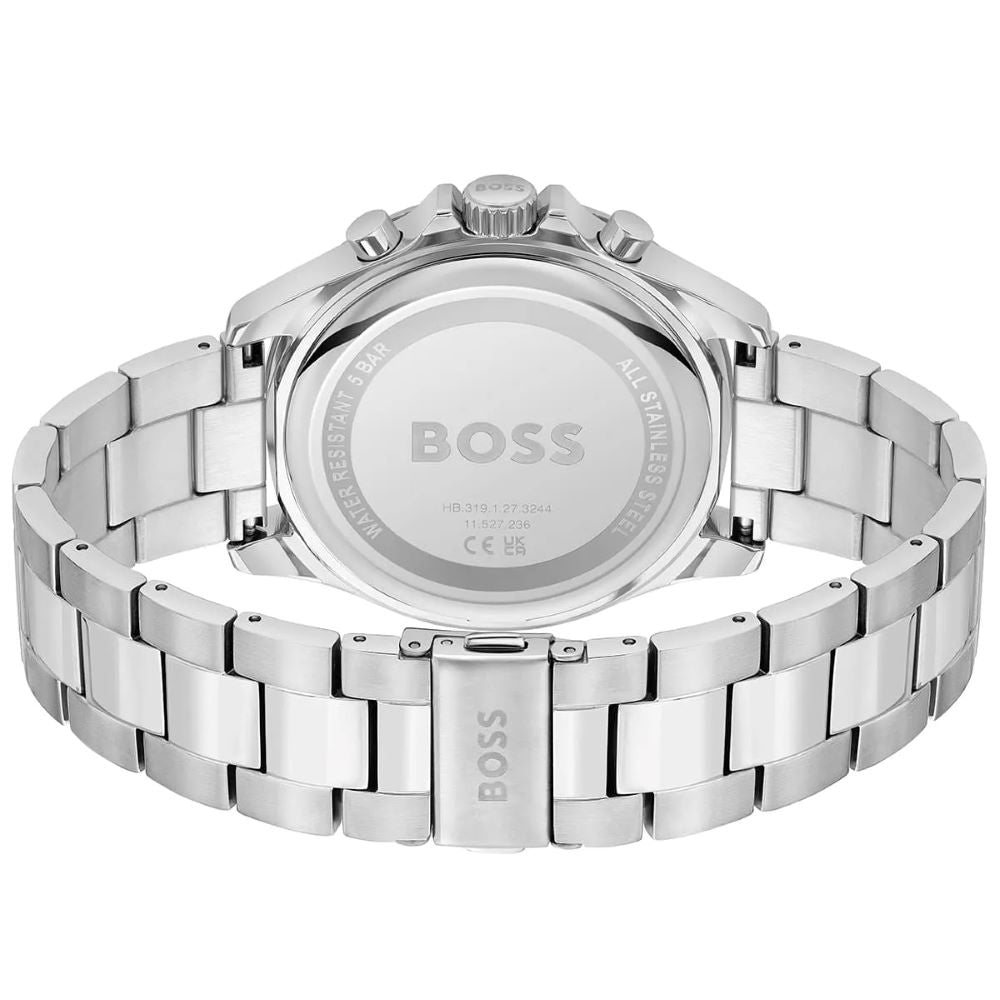 Hugo Boss Troper Chronograph Black Dial Silver Steel Strap Watch For Men - 1514057