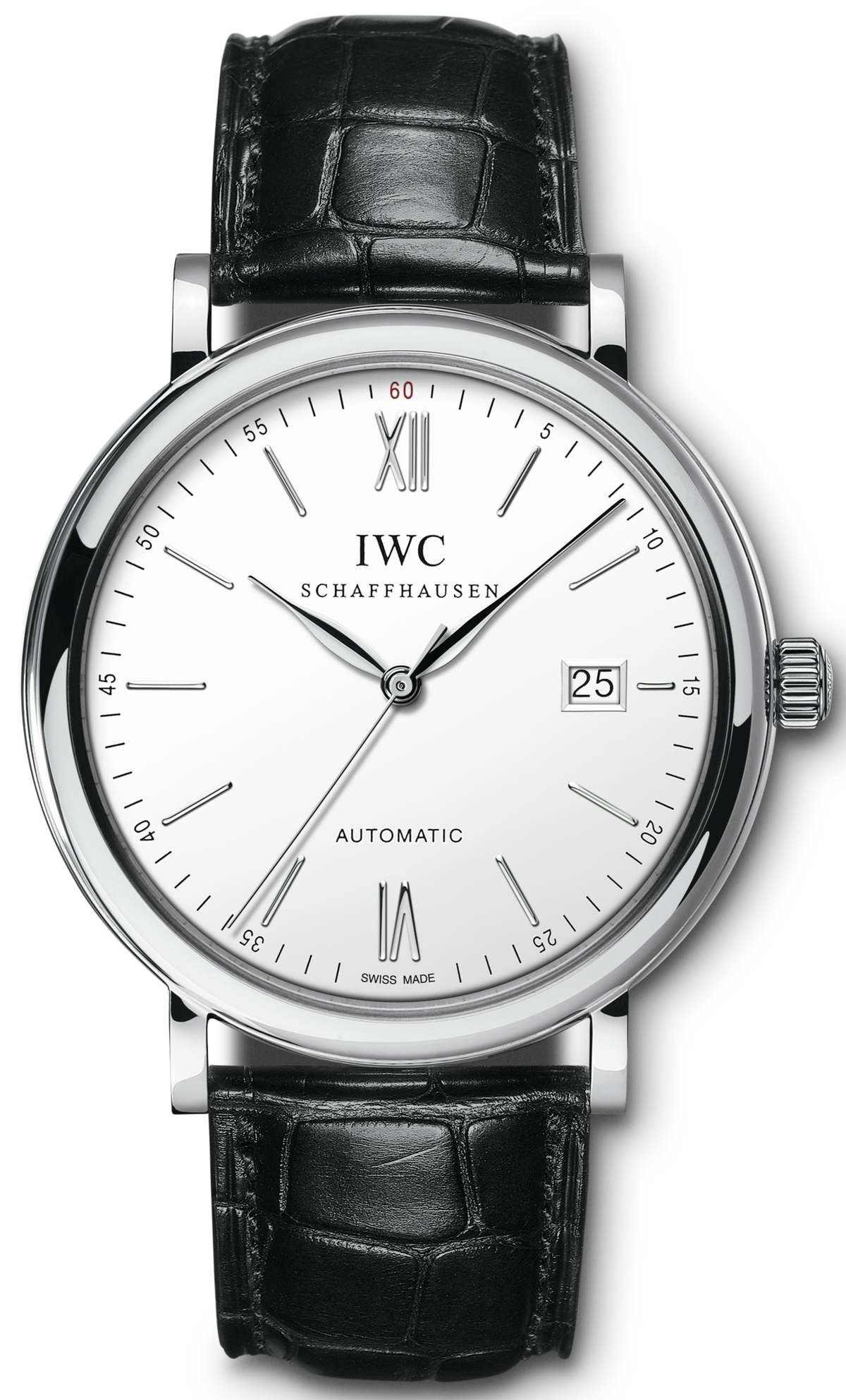 IWC Portofino Automatic White Dial Black Leather Strap Watch for Men - IW356501