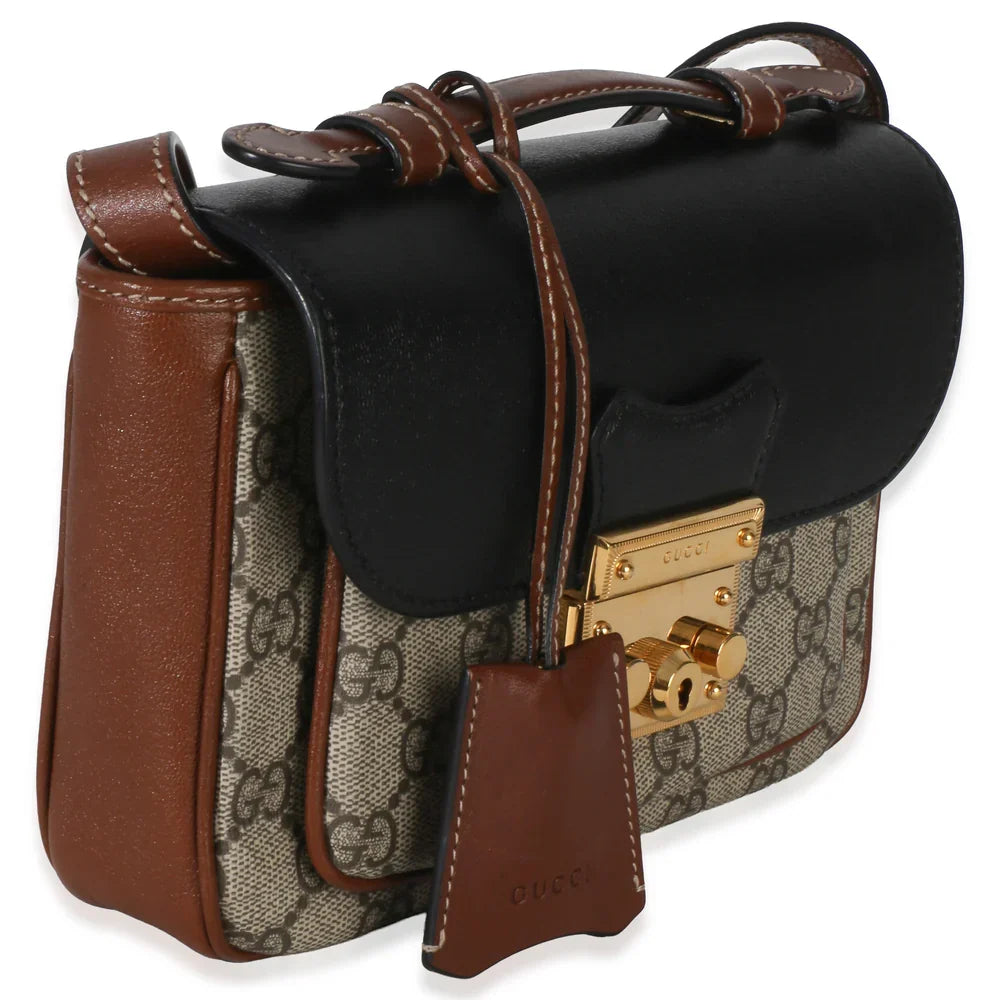 Gucci GG Supreme Monogram Mini Padlock Bag - Black