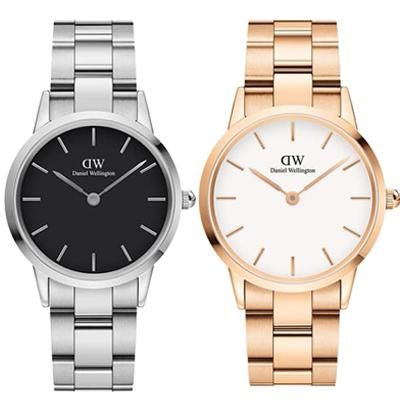 Daniel Wellington Iconic Link White Dial Rose Gold Steel Strap Watch For Women - DW00100209