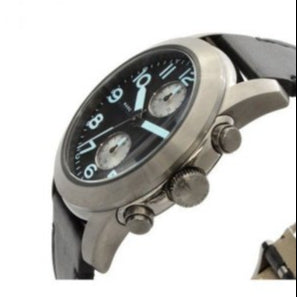 Marc Jacobs Larry Chronograph Black Dial Black Leather Strap Watch for Men - MBM5054