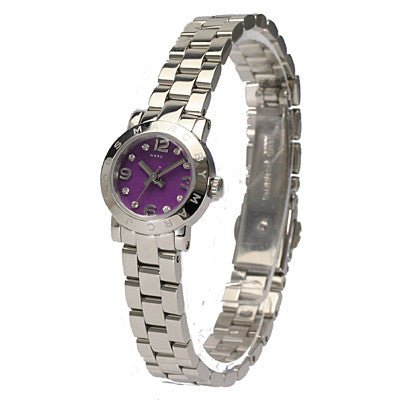 Marc Jacobs Amy Purple Dial Silver Steel Strap Watch for Women - MBM3228