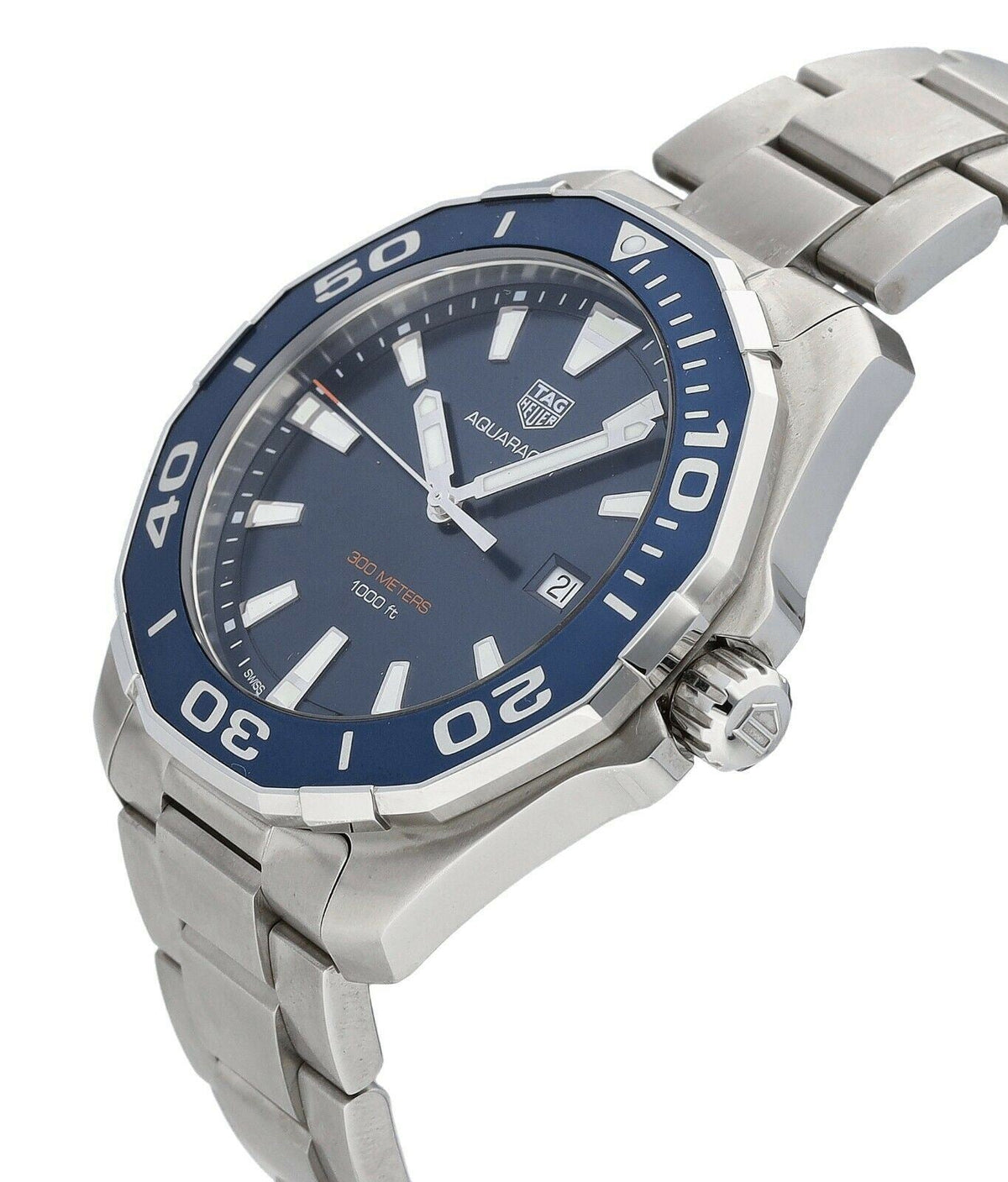 Tag Heuer Aquaracer Blue Dial Silver Steel Strap Watch for Men - WAY101C.BA0746