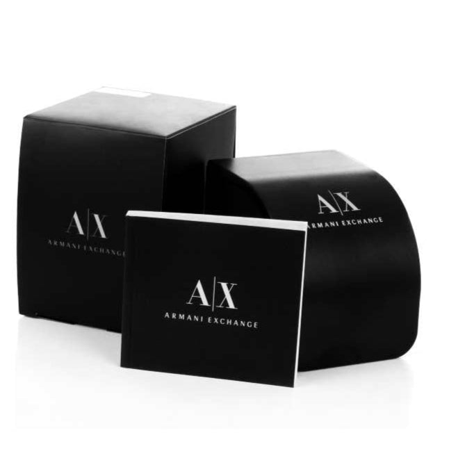 Armani Exchange Hampton Chronograph Black Dial Silver Steel Strap Watch For Men - AX2179