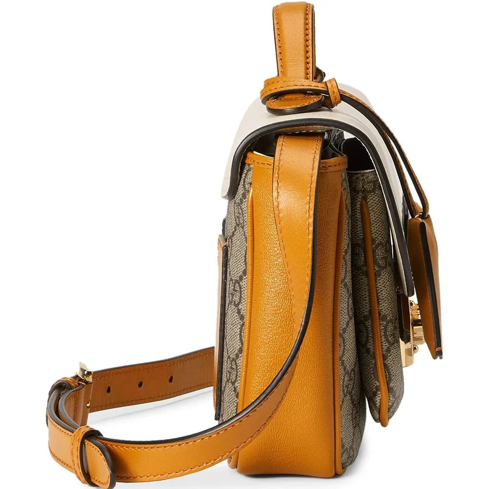 Gucci GG Padlock Front Pocket Flap Shoulder Bag – Beige