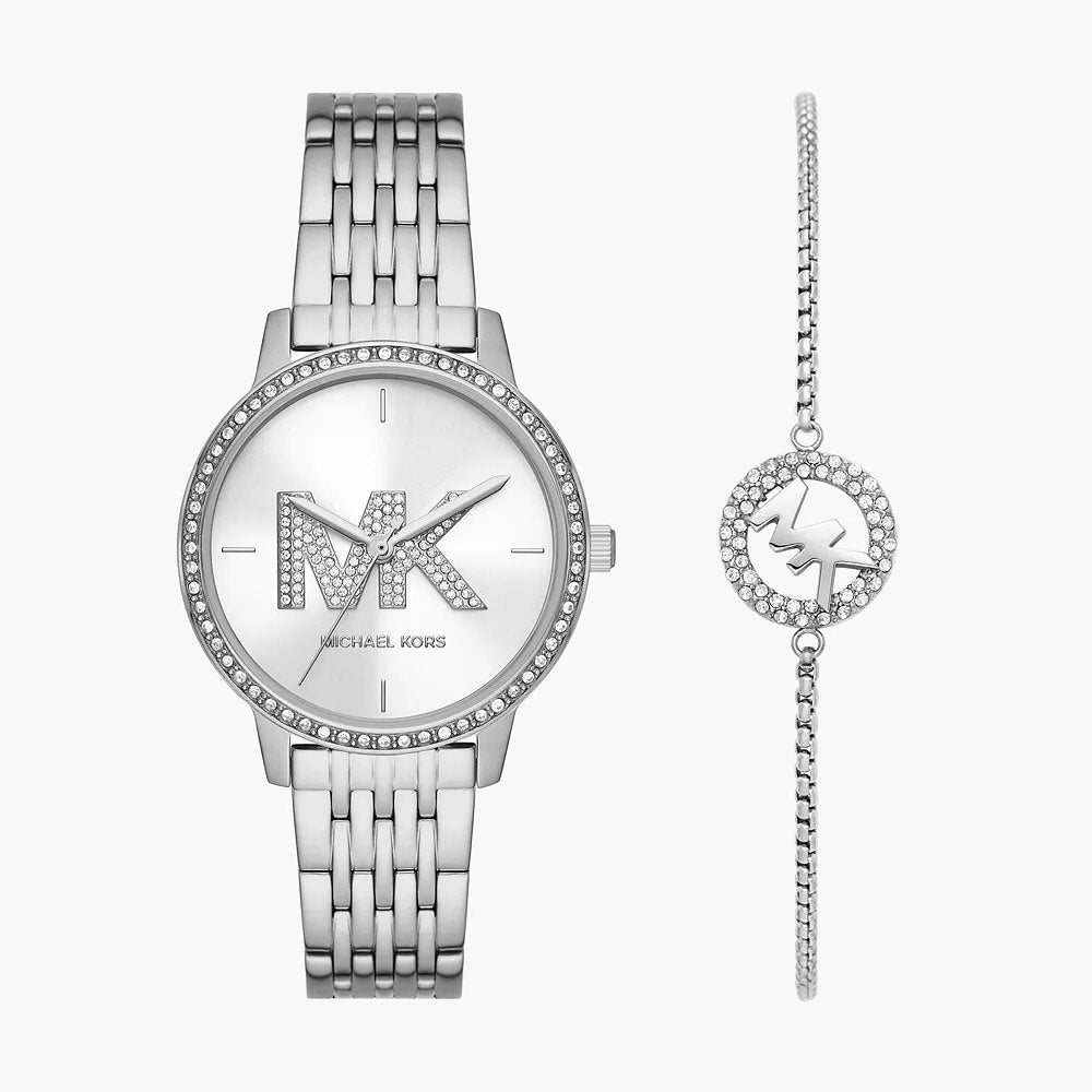 Michael Kors Melissa Quartz Silver Dial Silver Steel Strap Watch for Women - MK4370