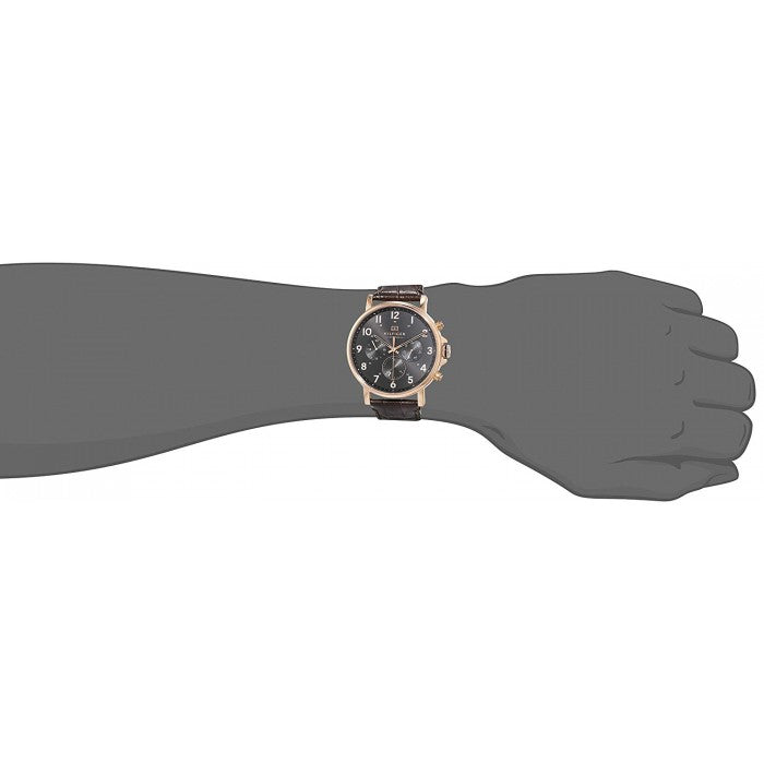 Tommy Hilfiger Daniel Black Dial Black Leather Strap Watch for Men - 1710379