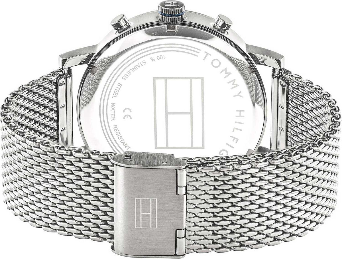 Tommy Hilfiger Evan Grey Dial Silver Mesh Bracelet Watch for Men - 1710396