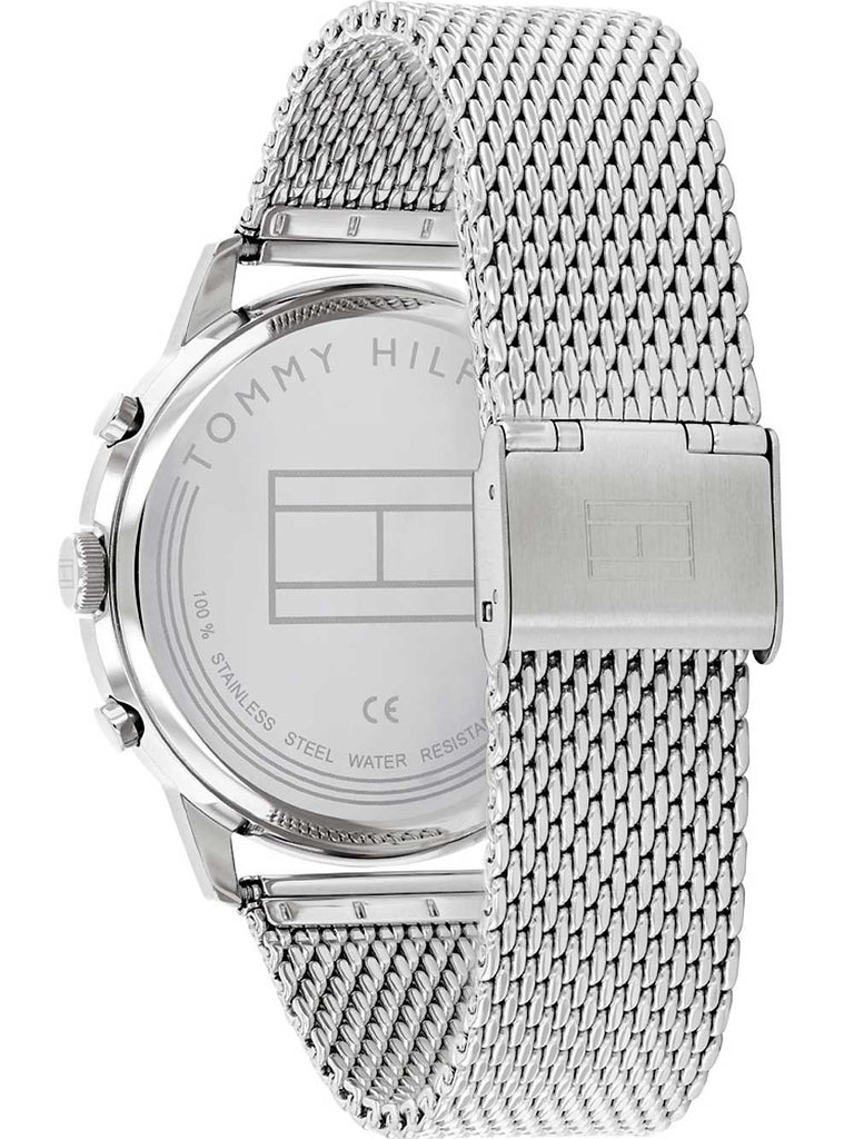 Tommy Hilfiger Kane Black Dial Silver Mesh Bracelet Watch for Men - 1710402
