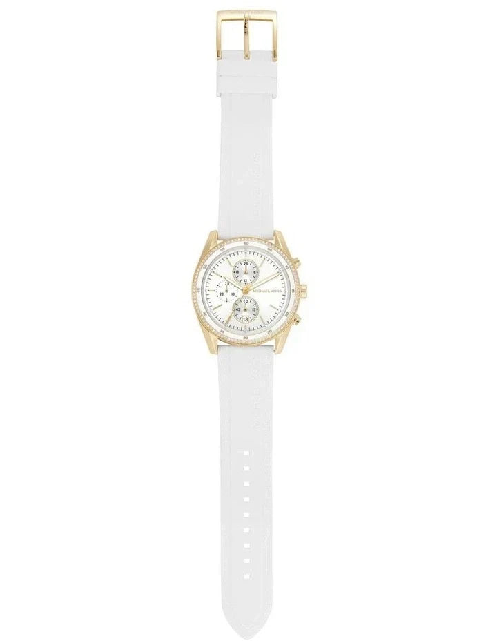 Michael Kors Hadyn Chronograph White Dial White Rubber Strap Watch for Women - MK7484