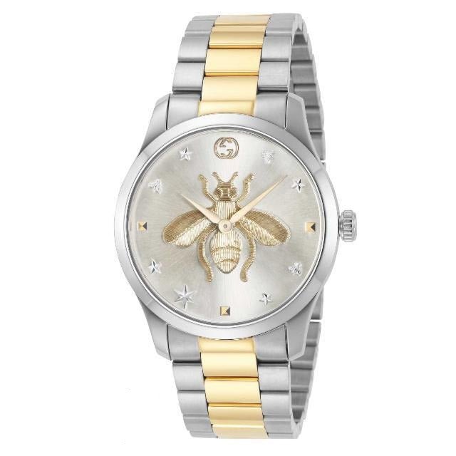 Gucci G Timeless Silver Dial Two Tone Steel Strap Watch For Women - YA126599